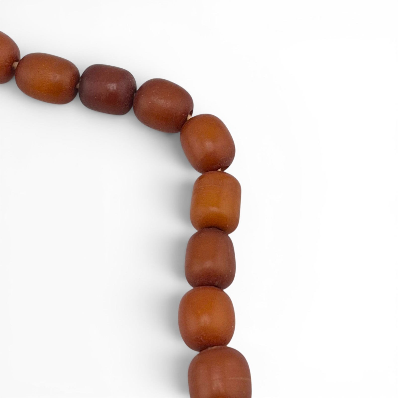 Vintage Natural Sumatran Amber Bead Necklace 49.83g Graduated Barrel Strand