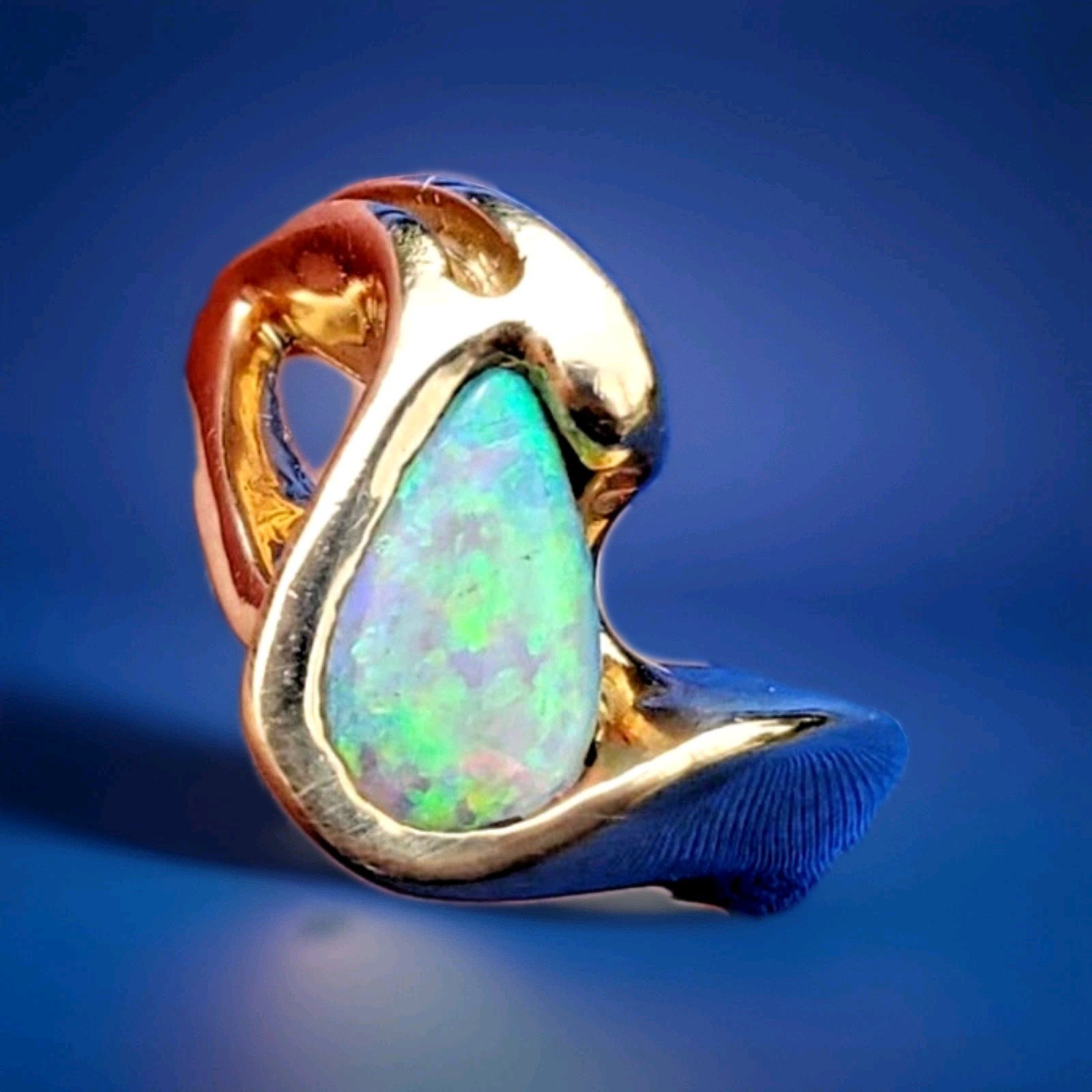 Original EARTH MINED OPAL Engagement Ring Sculptural Design Solitaire 14K GOLD 8