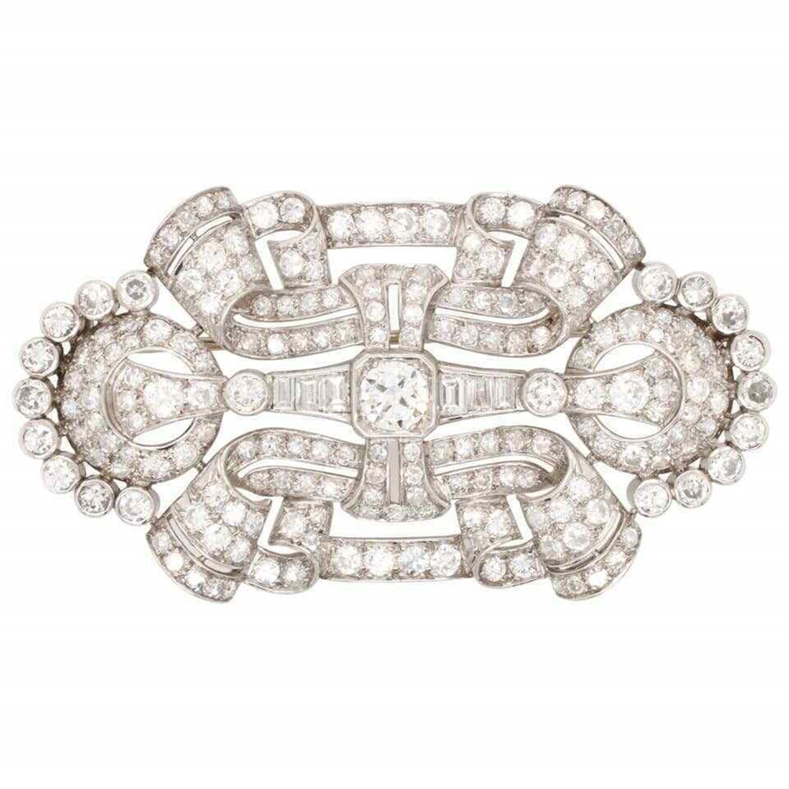 Round & Baguette Cut CZ Stone Victorian Edwardian Wedding Elegant Brooch For Her