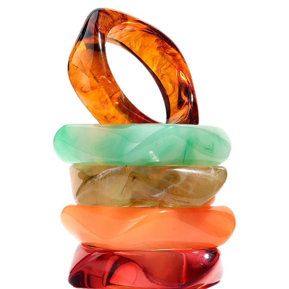 Vintage Acrylic Geometric Bangles – Trendy Wide Cuff Resin Bracelets for 2025