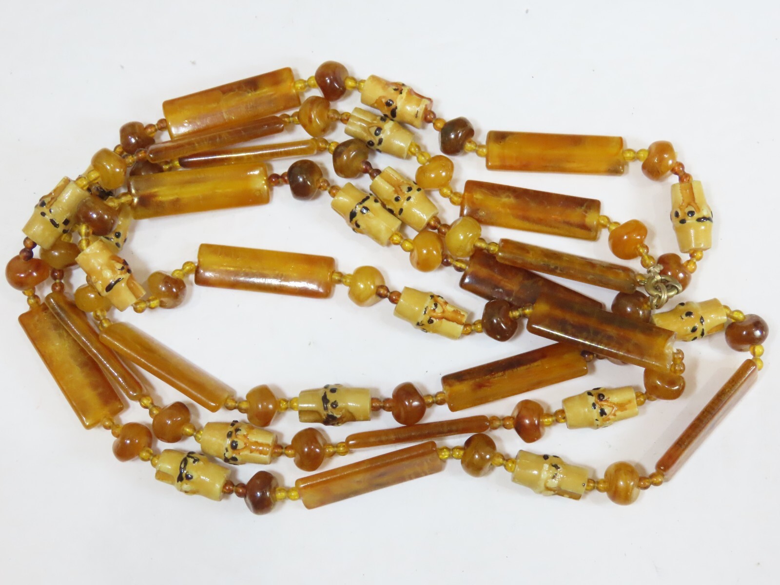 Vintage Necklace Lot Beaded Lucite + Tribal 23-26″ Yellow Butterscotch D1887