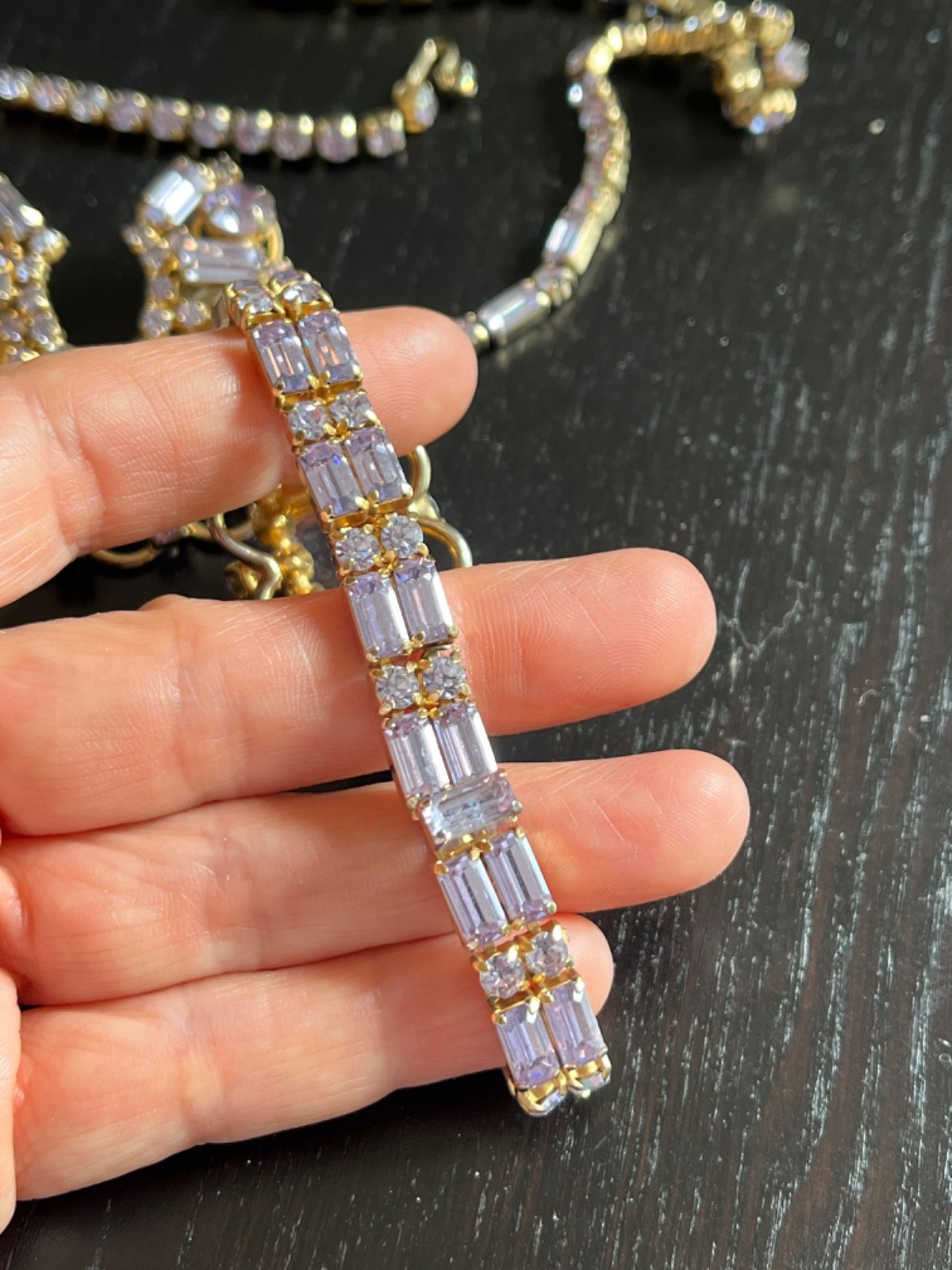 Outstanding Vintage Kramer New York Necklace Bracelet Earrings Lavendar Amethyst