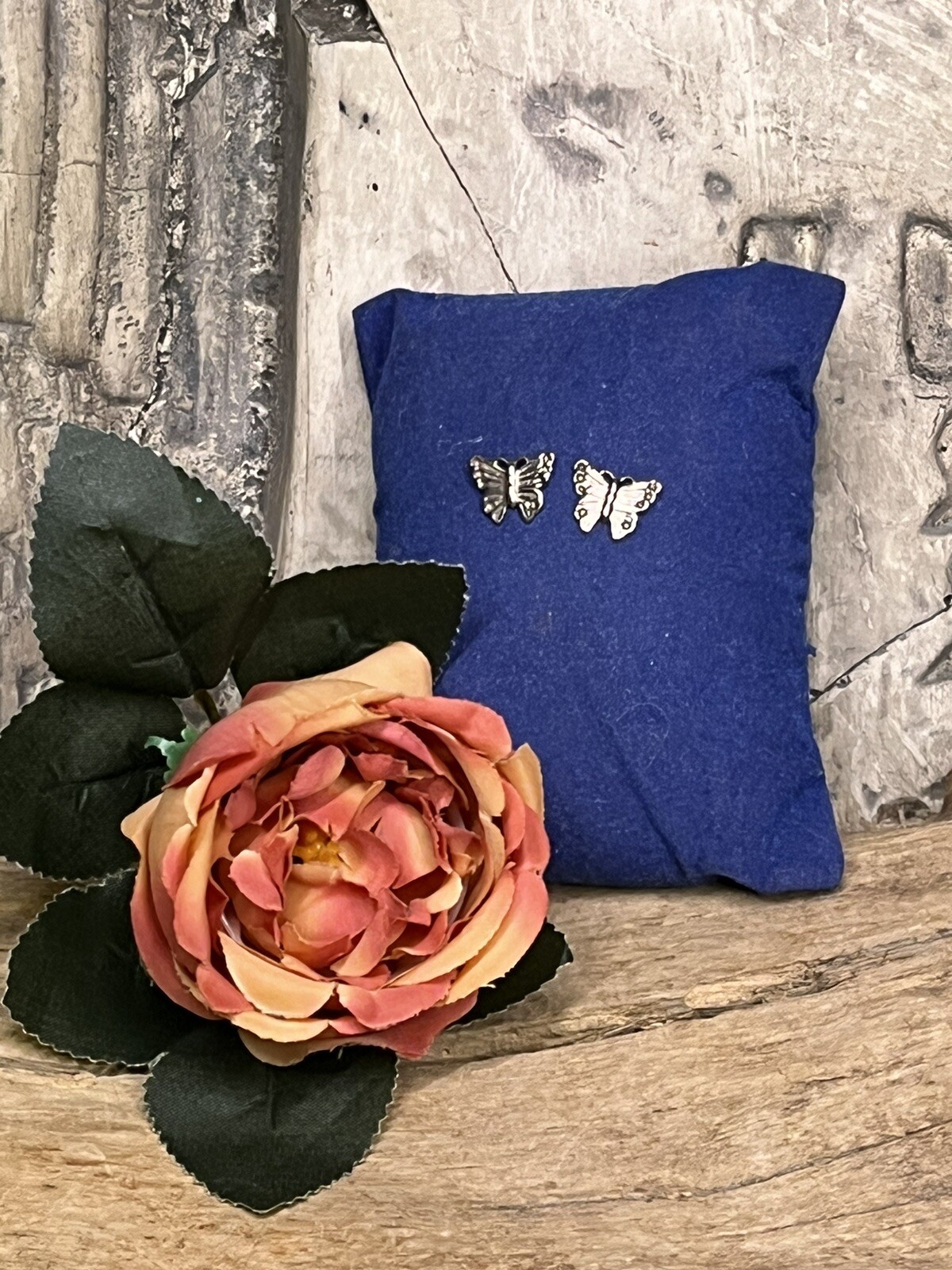 Cute ,Vintage Silver Tone Molded Butterfly Earrings -Adults, Teens, Kids-Fashion