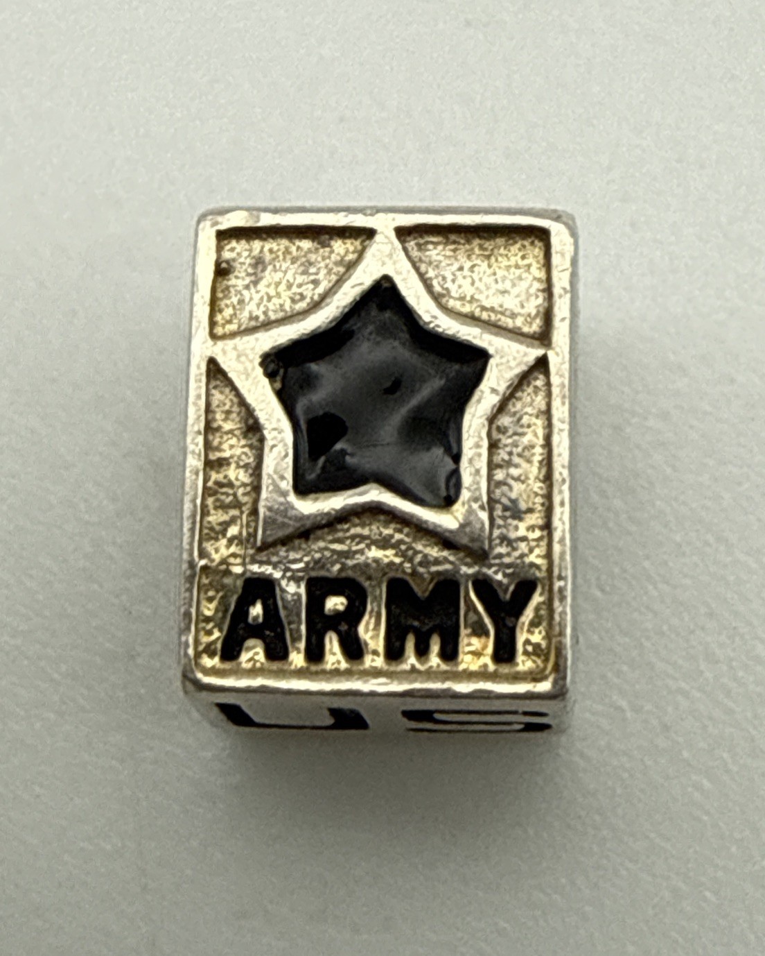 Sterling Silver 925 US Army Cube Bracelet Charm JJ14