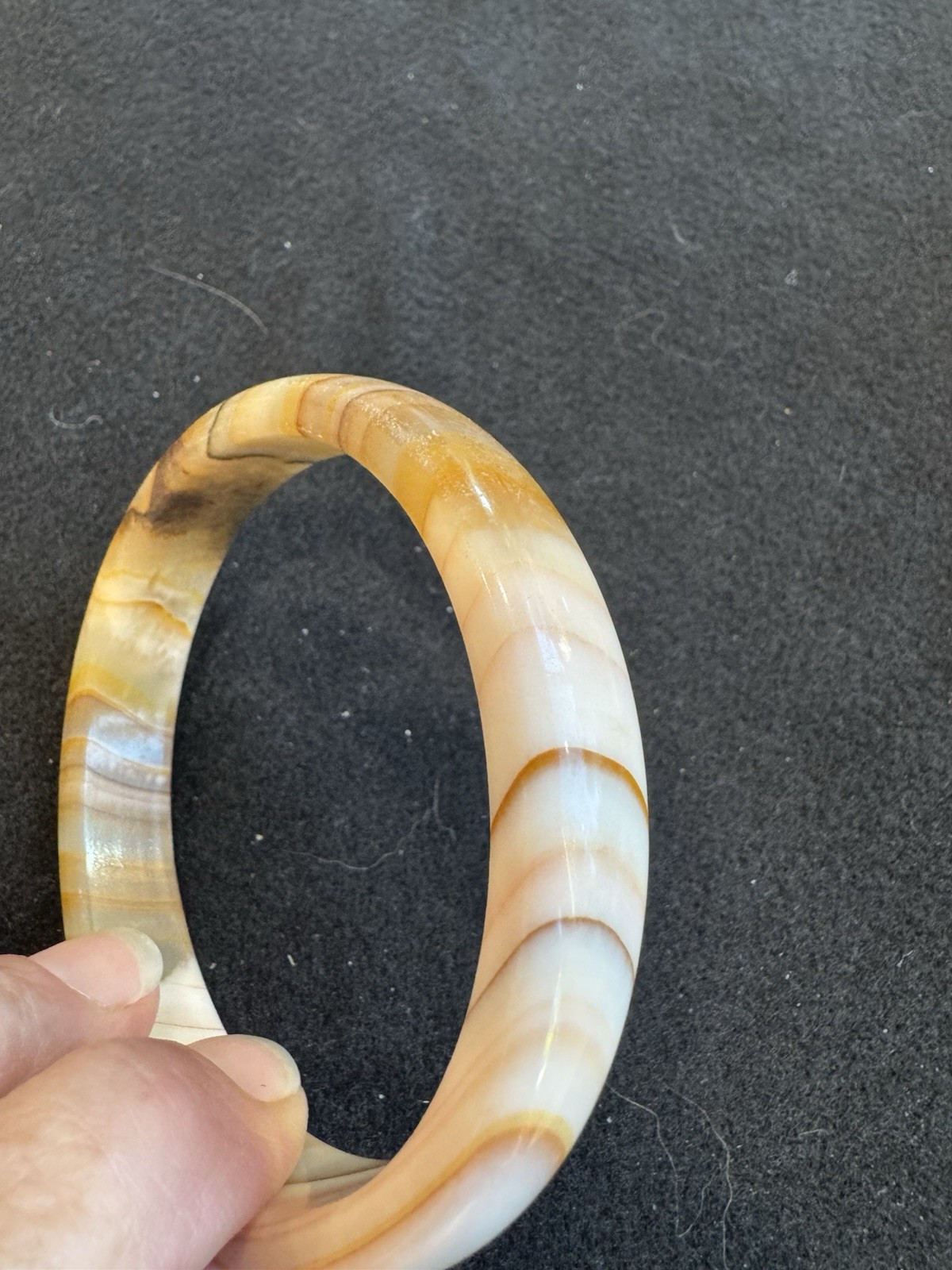 Vintage Vintage Natural Agate Banded Bangle Bracelet