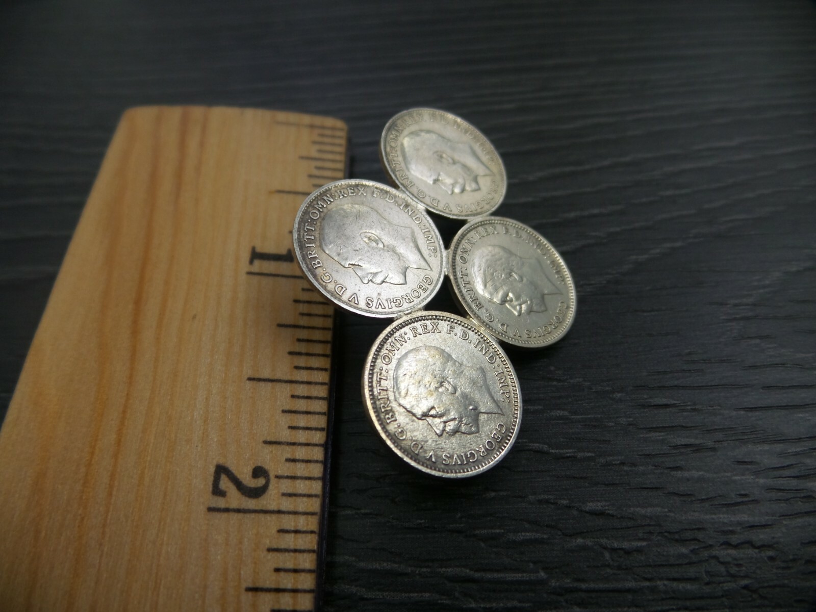 Vintage 500 Silver Great Britain 3 Pence 1916, 1933, 1935 Brooch Pin