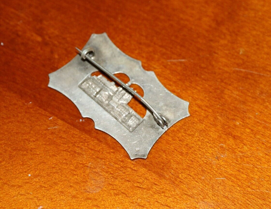 Art Deco SILVER ENGRAVED Rectangle BROOCH – PRAGUE CASTLE