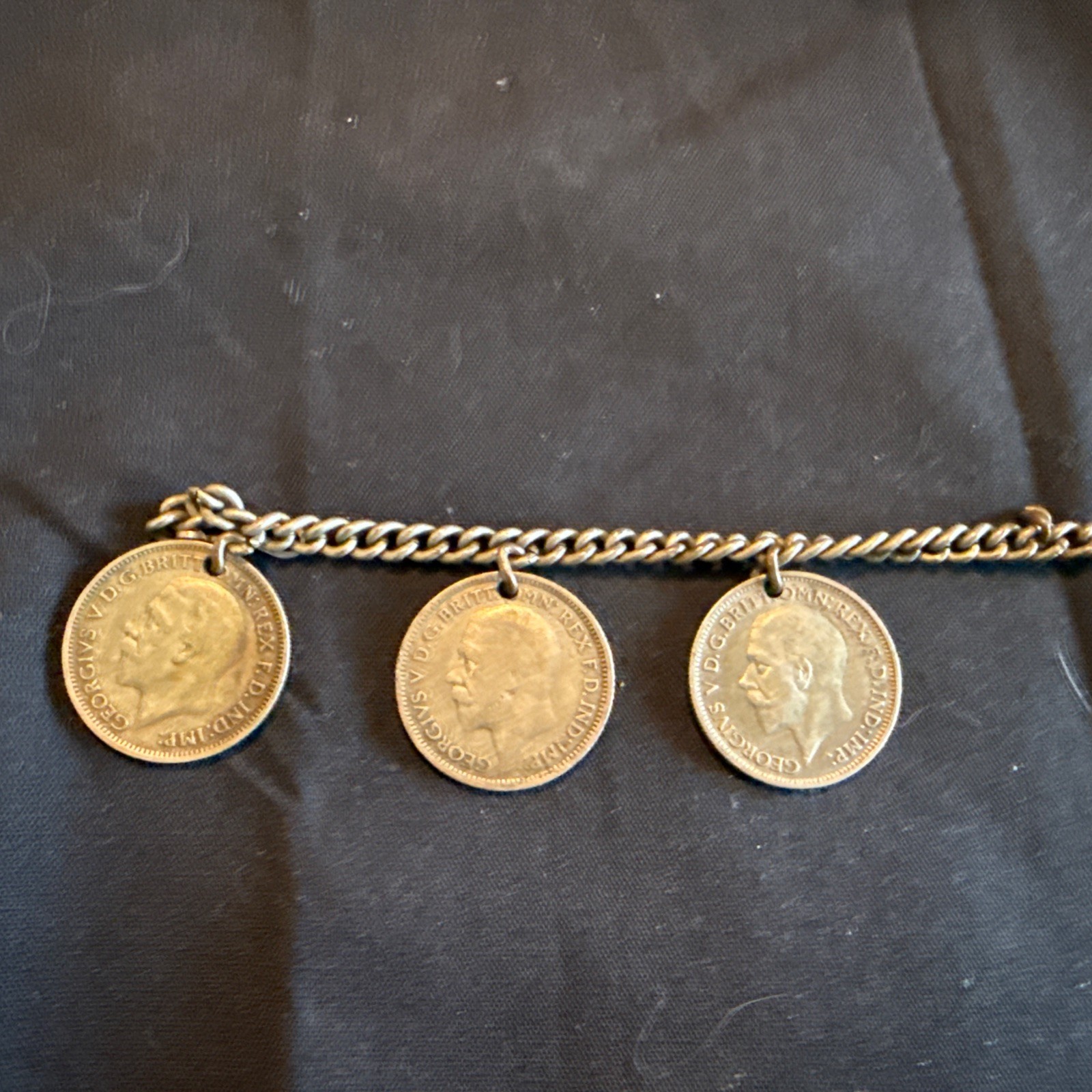 Antique Silver King George V Three pence Bracelet 1928-1936