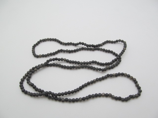 Vintage Dark Grey Kambaba Jasper Stone 4.25mm Round Ball Necklace 34 In