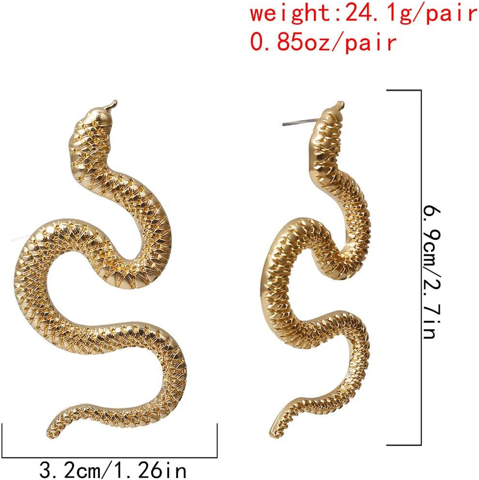 Gold Snake Earrings – Vintage Punk Minimalist Serpent Drop Dangle Trendy Long Sn