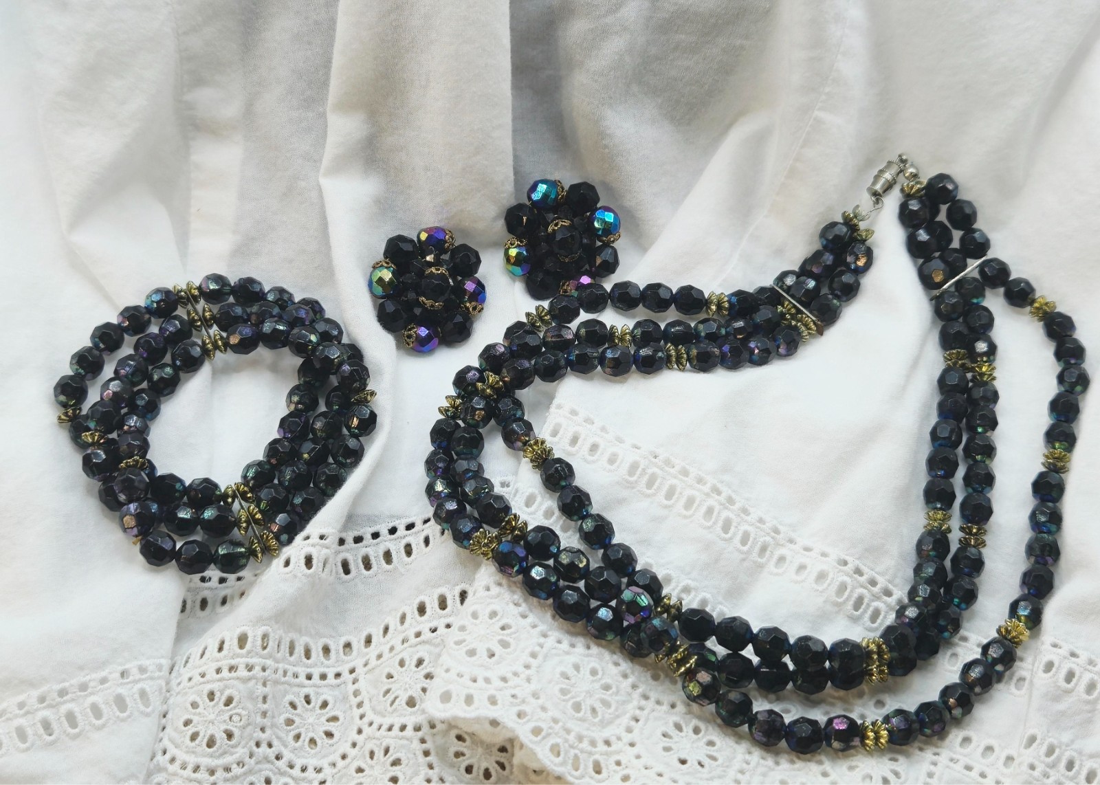 Vtg AB – West Germany Earrings & Matching Necklace/Bracelet READ DESCRIPTION