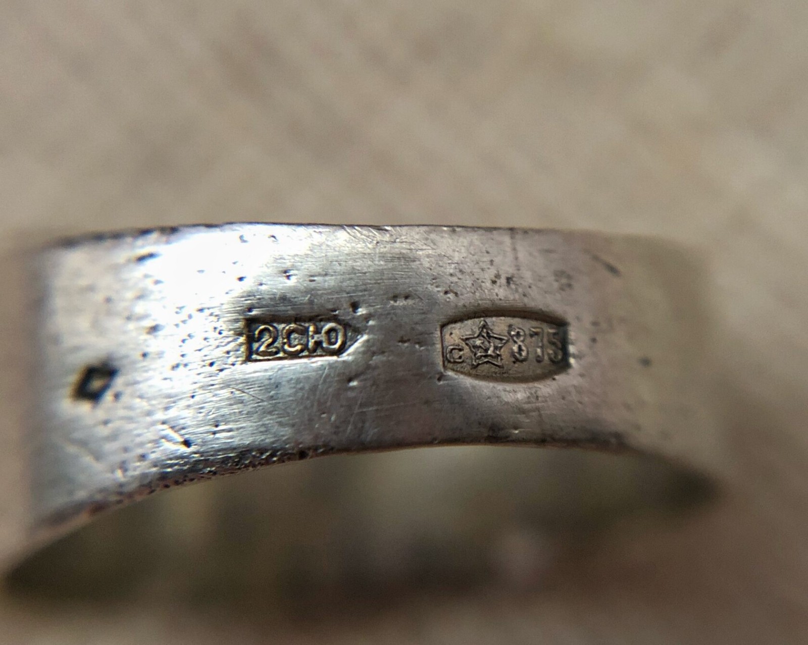 Rare Model Estate Vintage Ring Soviet Silver 875 Rock Crystal Size 6.5 USSR