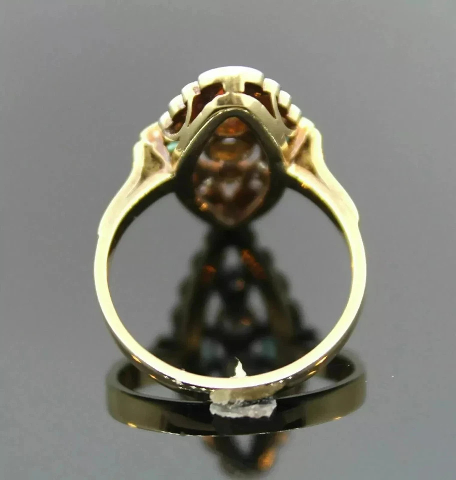 Art Deco Style Lab-Created Diamond & Sapphire Wedding 14k Yellow Gold FN Ring