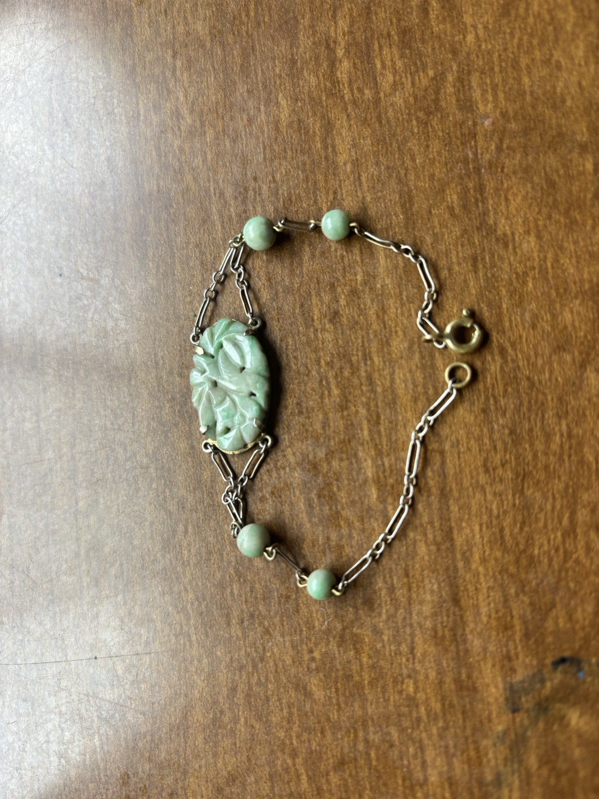 Antique Chinese Old Mine Art Deco Edwardian Jade Carved bracelet