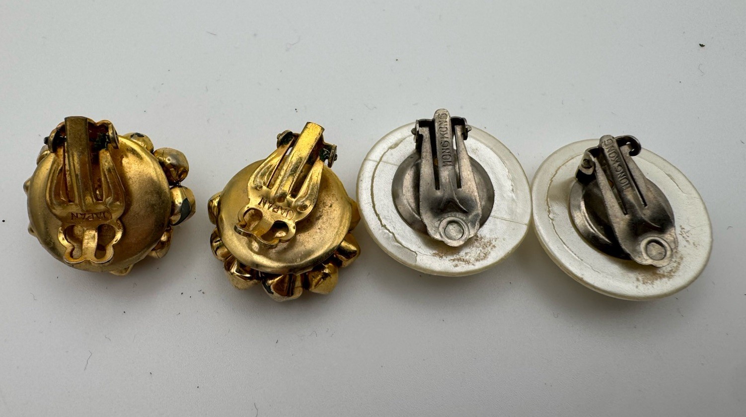 Vintage Clip On Earrings Lot Japan Hong Kong Pearl Cluster Retro 6 Pairs