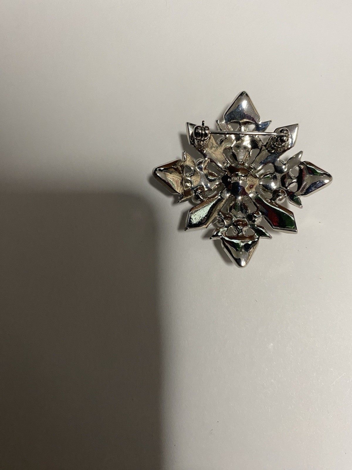 Vintage Givenchy Faux Pearls And Crystals Brooch, Silver Tone, Missing A Pearl