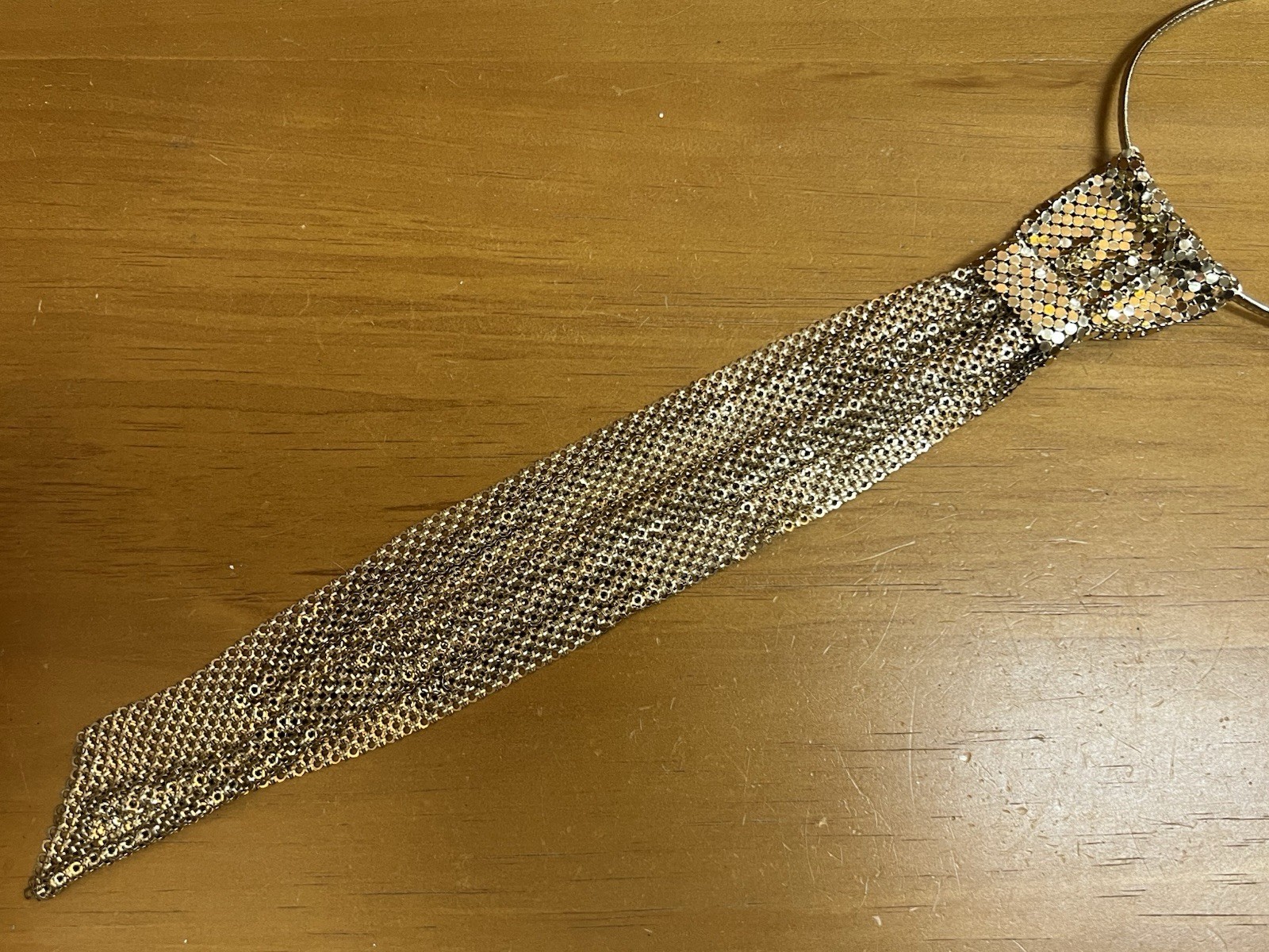 Whiting Davis Necklace Goldtone Mesh Necktie Necklace Tie
