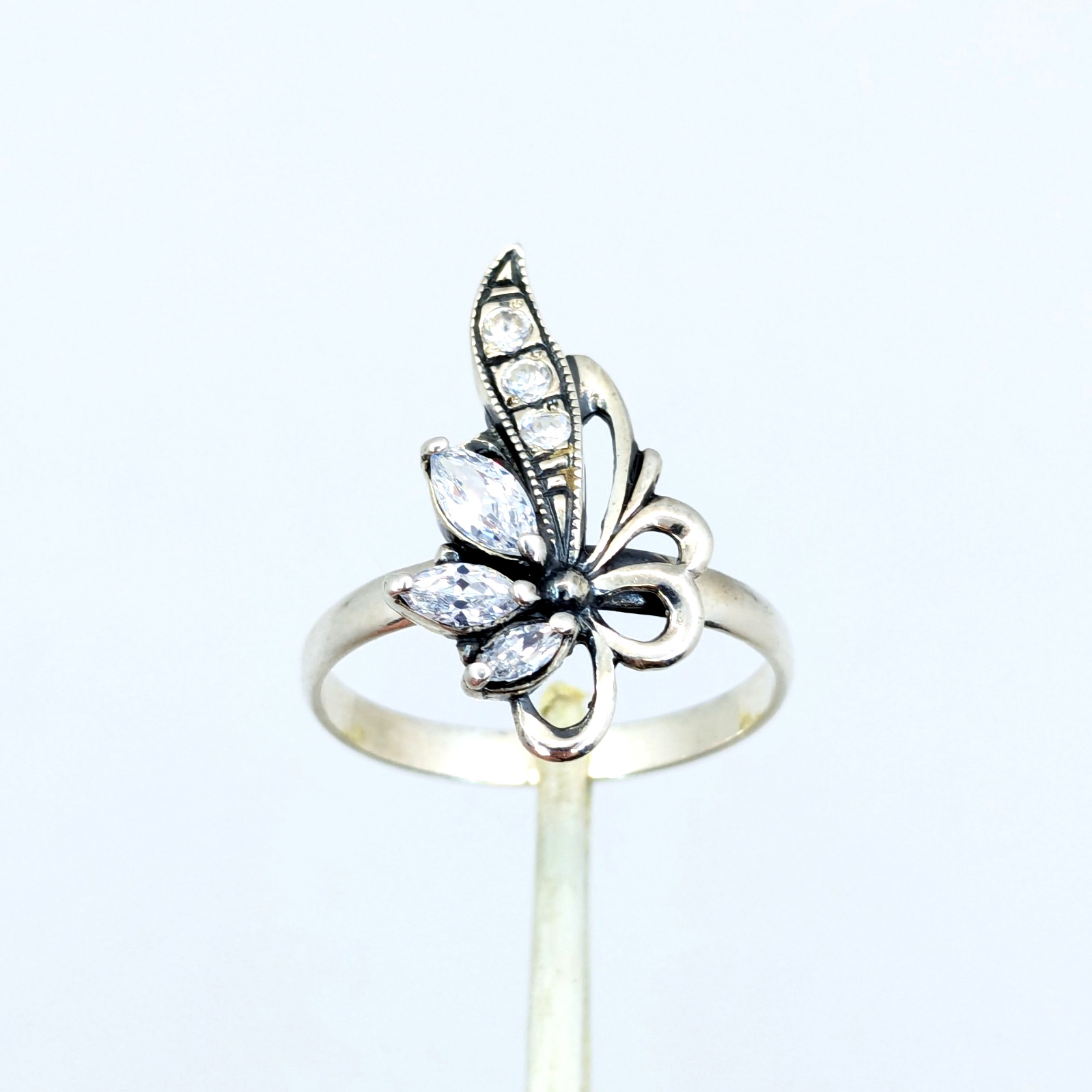Vintage Luxury RING Silver 925 with Bright Stones-size: 9.5US(19.5mm) Ukraine#79