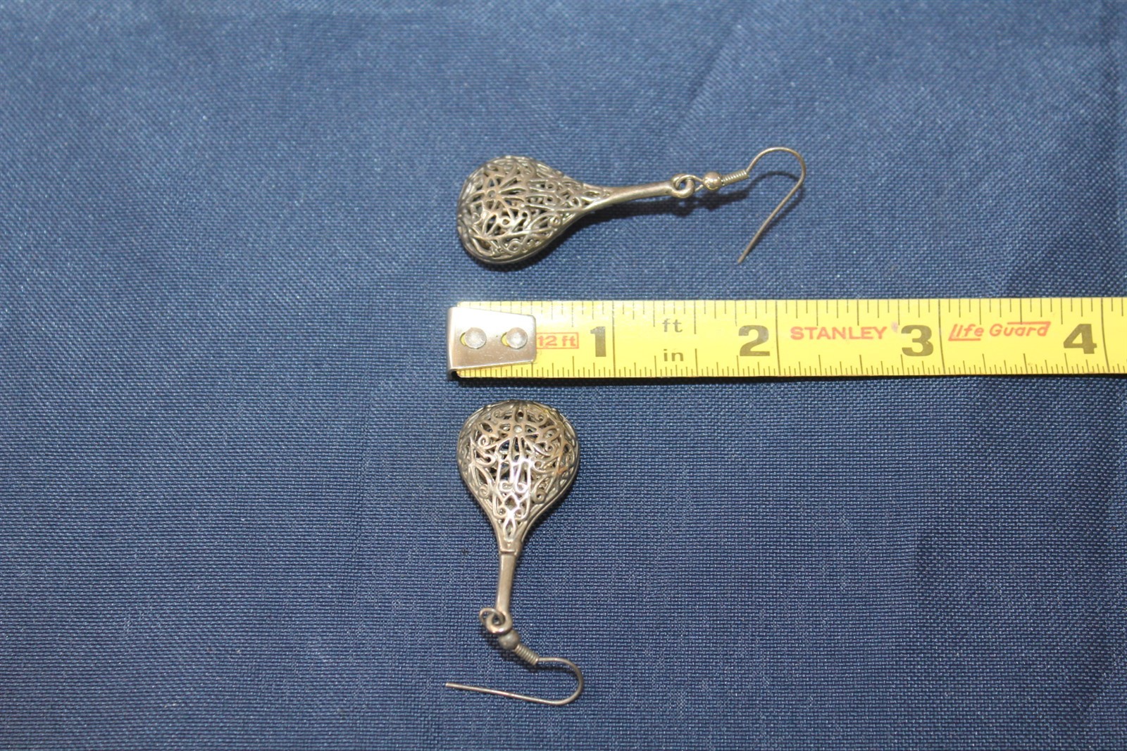 Dangle Earrings Silver-Tone Alloy 1 1/2″ long Vintage