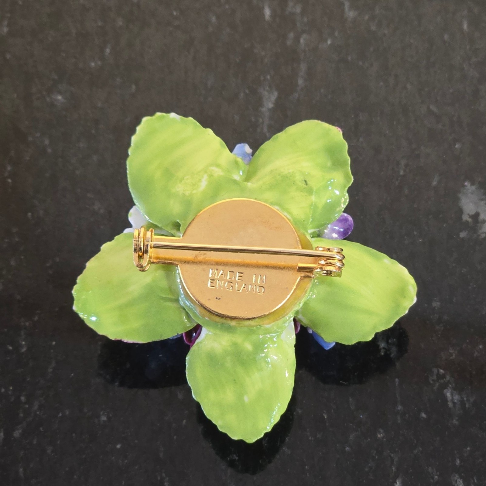 Vintage Bone China Floral Brooch Made In England Collectible Staffordshire pin