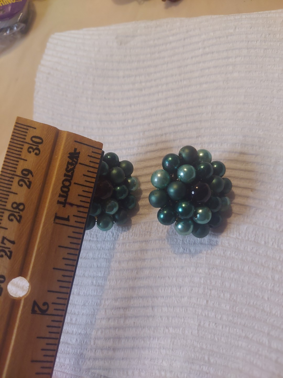 Vintage 1950’s Japan Hong Kong Cluster Bead Clip Earrings 1 Pair