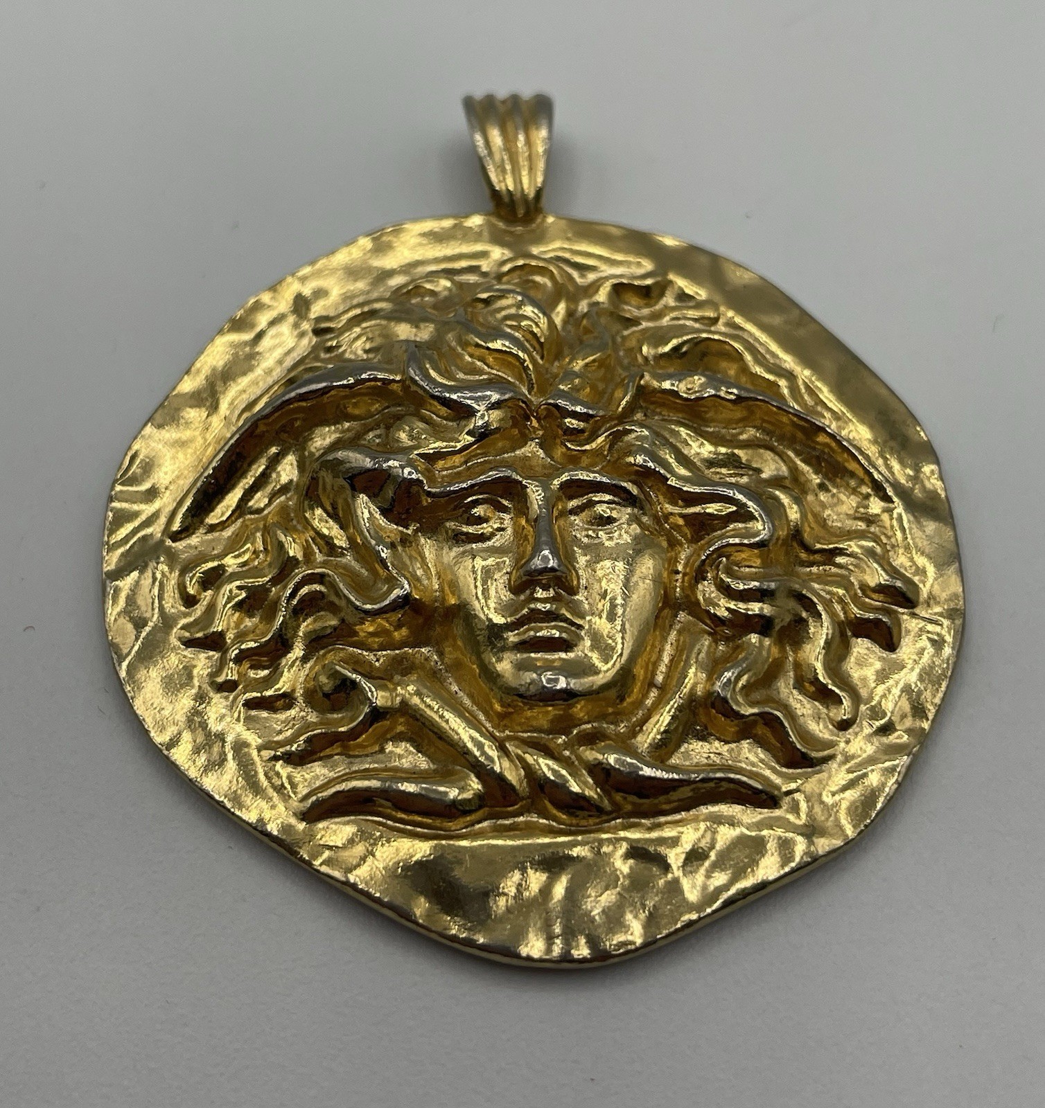 Vtg Sphinx Medusa Head Pendant British Museum Reproduction Replica Gold Tone 2”