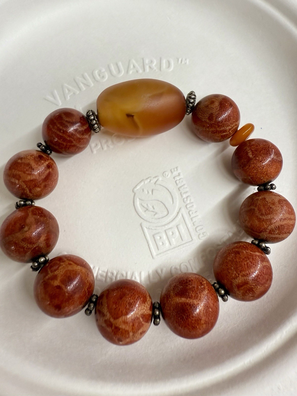 Natural Red Sponge Coral with Beautiful Agate Beaded bracelet