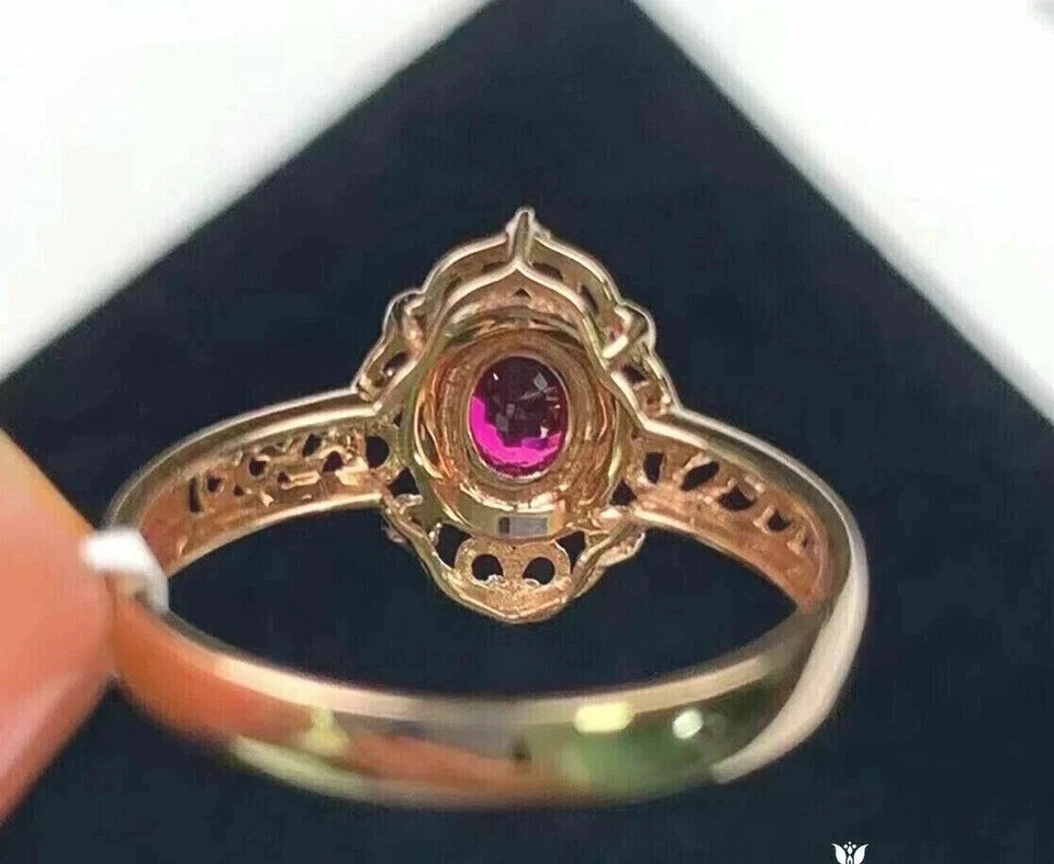 2Ct Art Deco Style Lab Created Ruby &Diamond Anniversary 14K Yellow Gold FN Ring