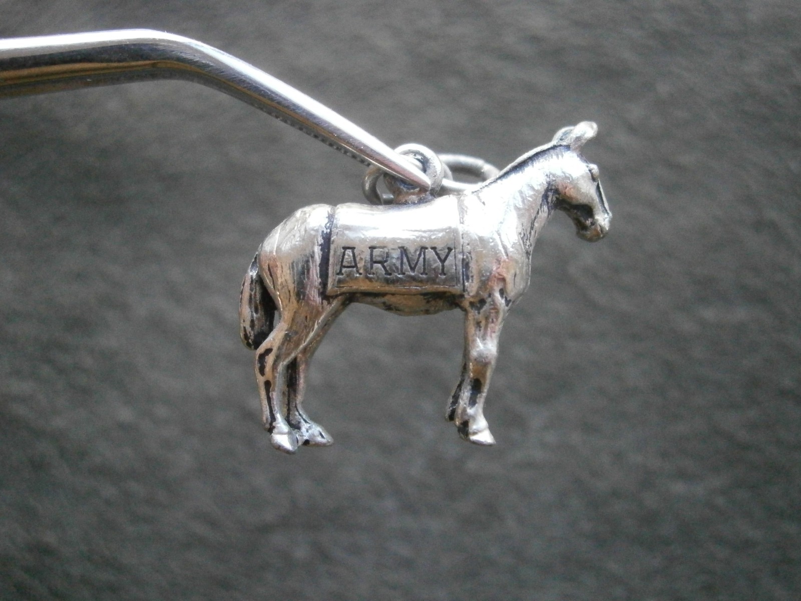 Crest Craft US Army Mule West Point Mascot Vintage Silvertone Charm Pendant 4.4g