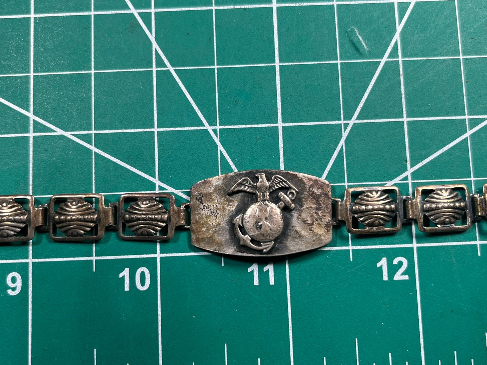WWII USMC Marine Corps Sweetheart Bracelet Sterling Doris from Ed 12-42