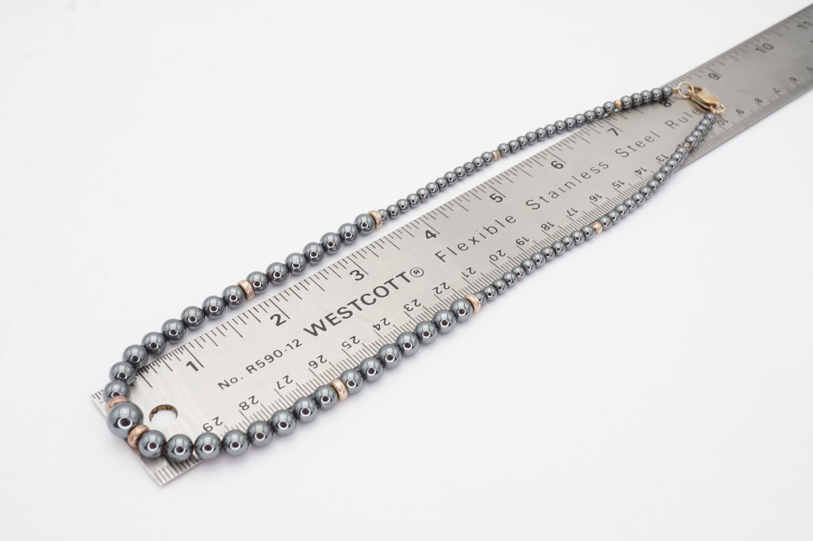 Vintage Sterling Silver 925 Hematite Necklace 18″