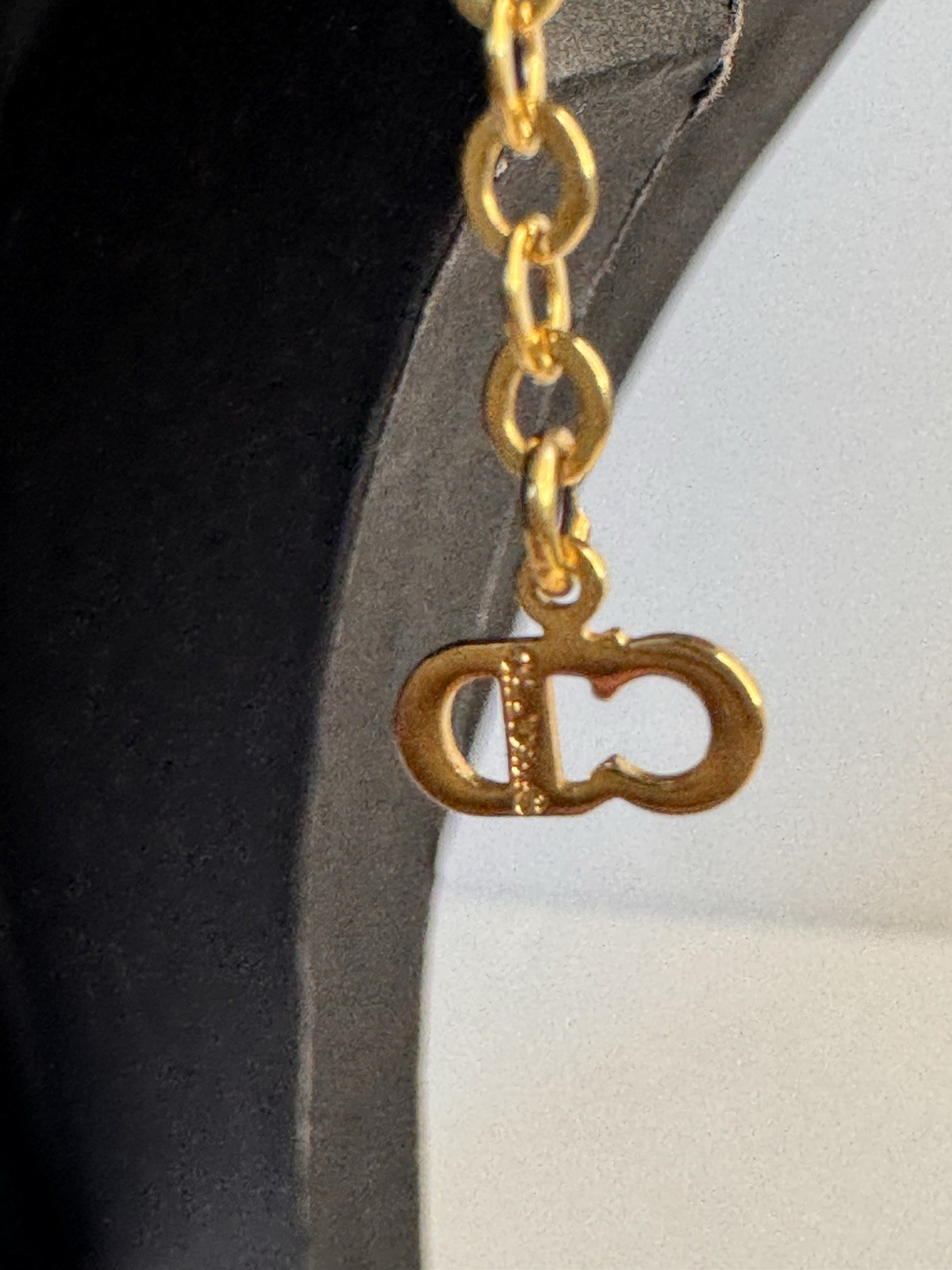 Extremely Unique Christian Dior Crystal and Faux Pearl Cross Pendant Necklace