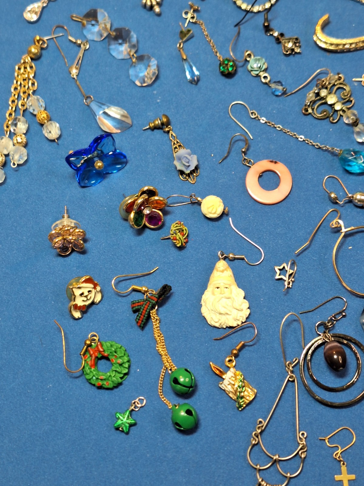 129 pc Single Pierced Earring Lot Rhinestones Dangles Animals Crafts Over 1-lb