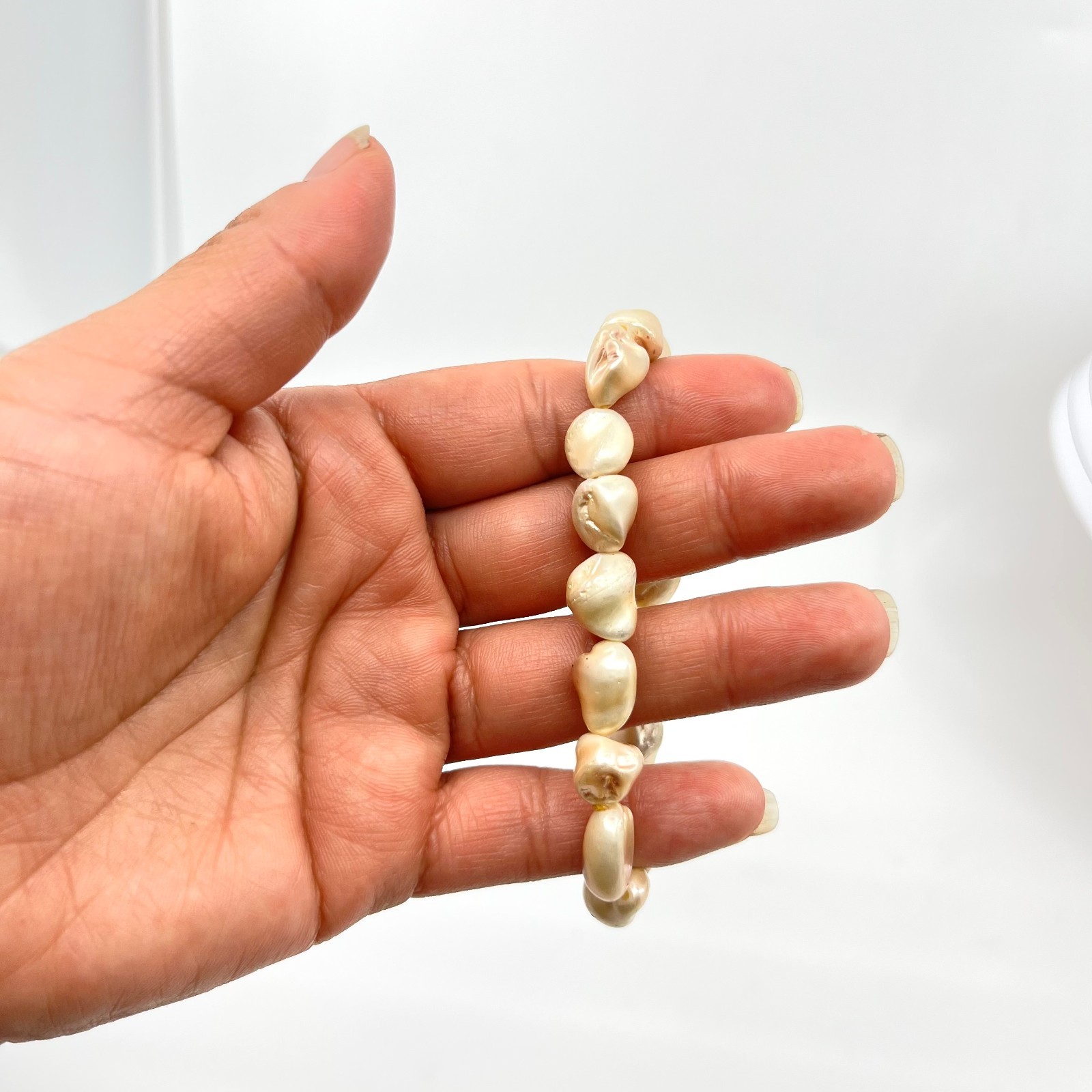 Vintage Iridescent Champagne Baroque Pearl Stretch Bracelet Classic Fashion