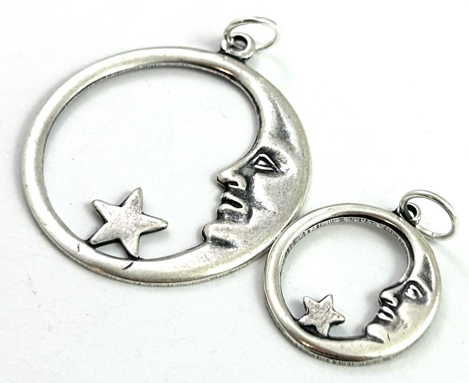 Moon Charm Pendant Lot Crescent Moon Star Celestial Silver Plated AS IS CRAFT