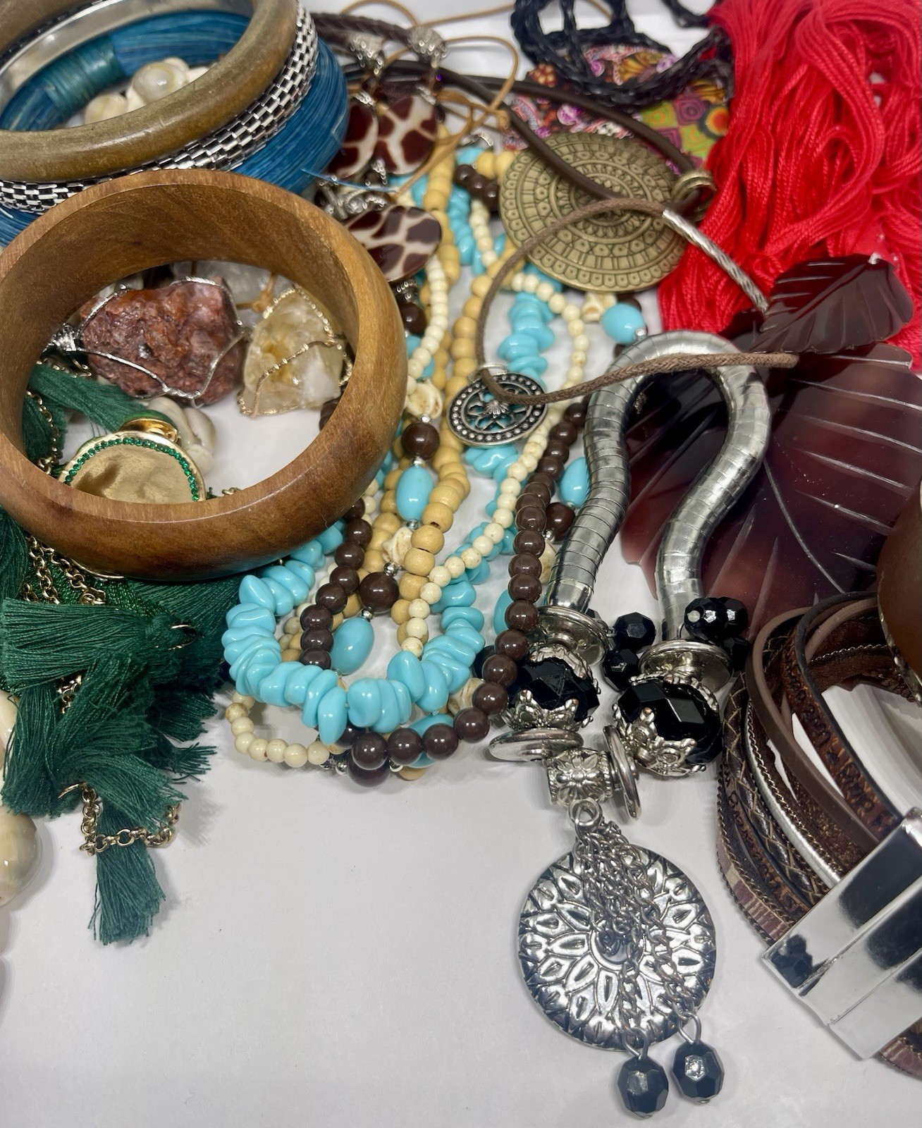 20 + Piece Boho Bliss Starter Pack Mixed Jewelry Lot Gemstone Wood Grass Metal