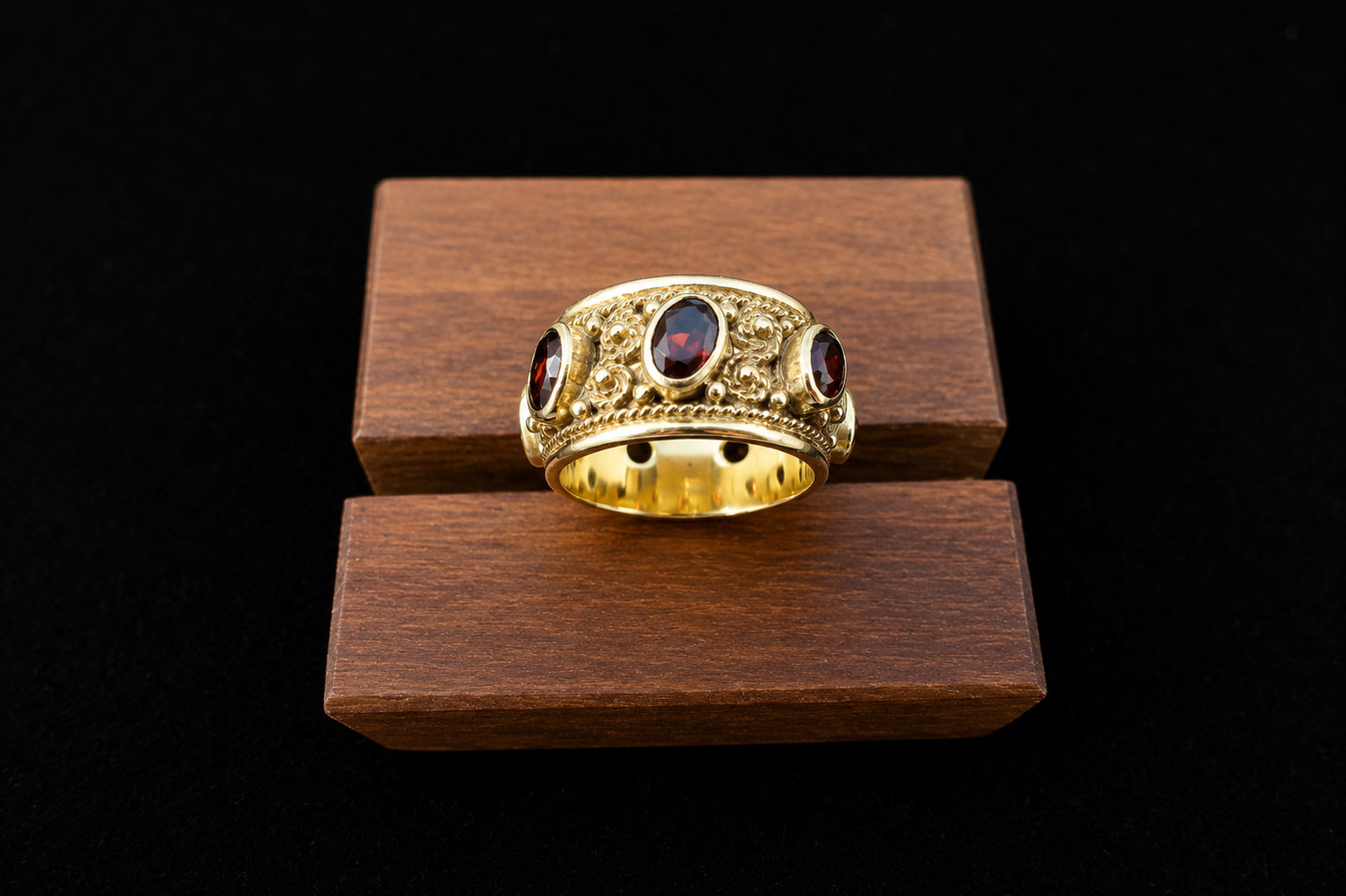 Vintage Garnet and Gold Eternity Band