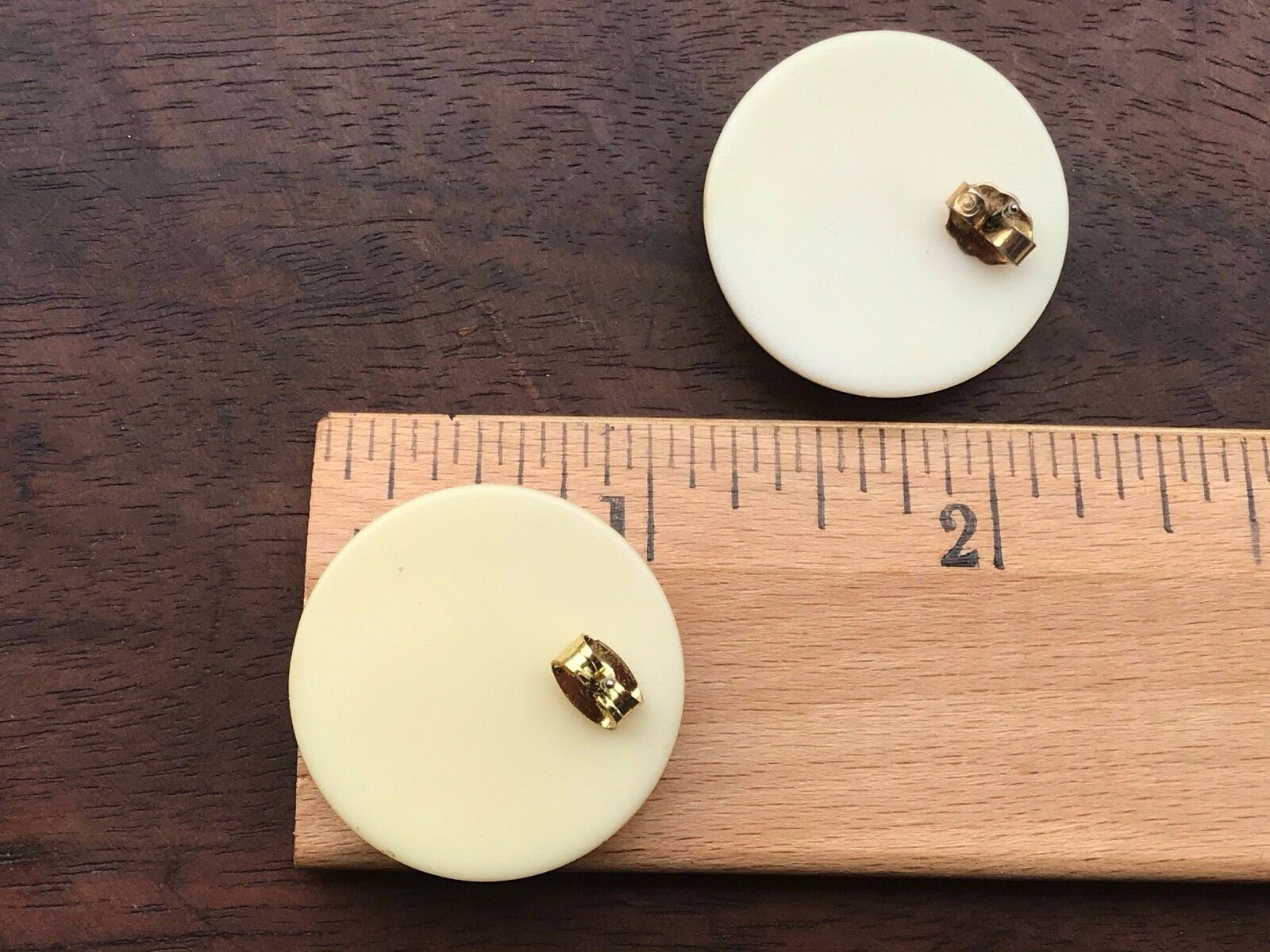 Vintage Round Plastic Pierced Earrings Blue Red Gold White Mid-century Starburst