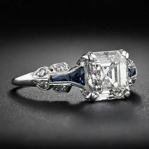 2Ct Art Deco Vintage Style Lab Created Diamond Engagement 14K White Gold FN Ring