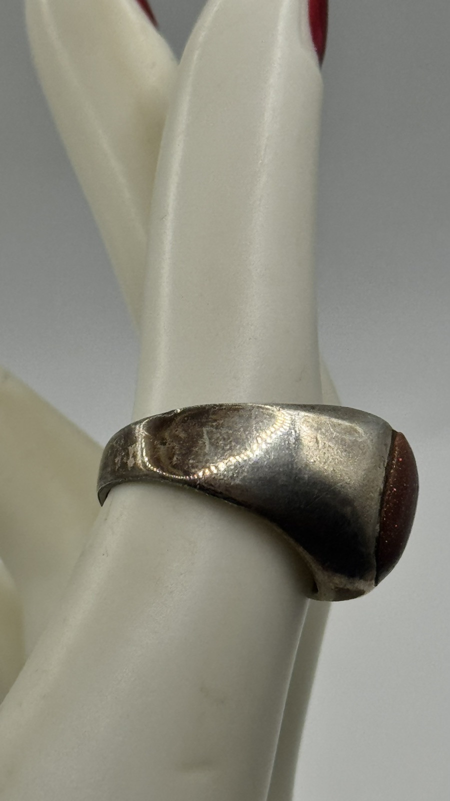 VINTAGE GOLDSTONE Sterling Silver 925 Band RING Sz 6.75