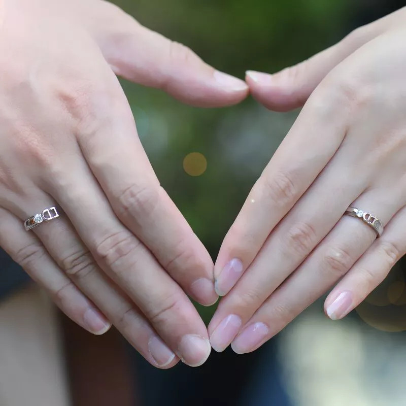 925 Sterling Silver & Round Cut 1.CT Diamond Yes I Do Promise Couple Ring Set