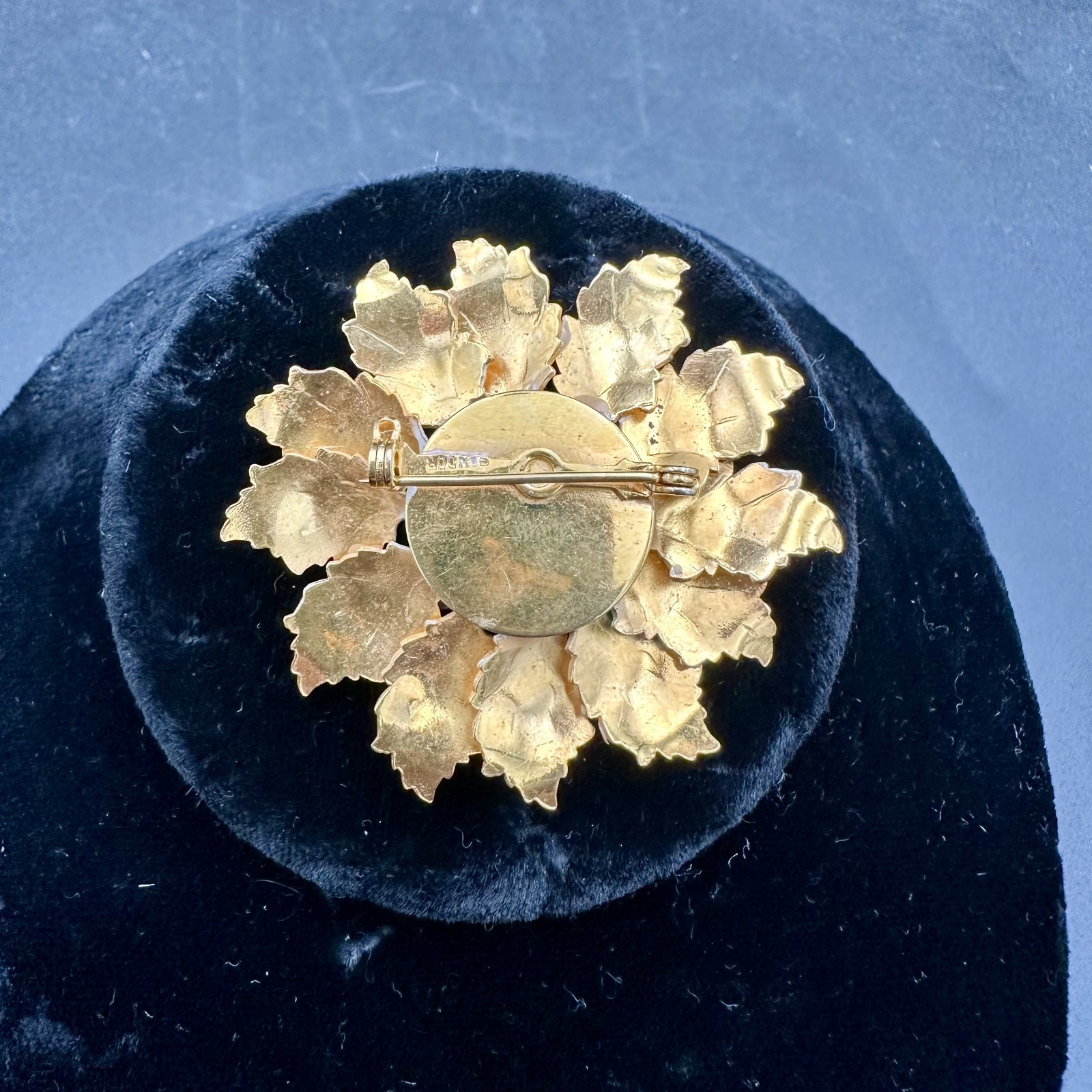 Vintage 1940’s-1950’s SANDOR Pronged Rhinestone Enamel Flower Brooch Jewelry