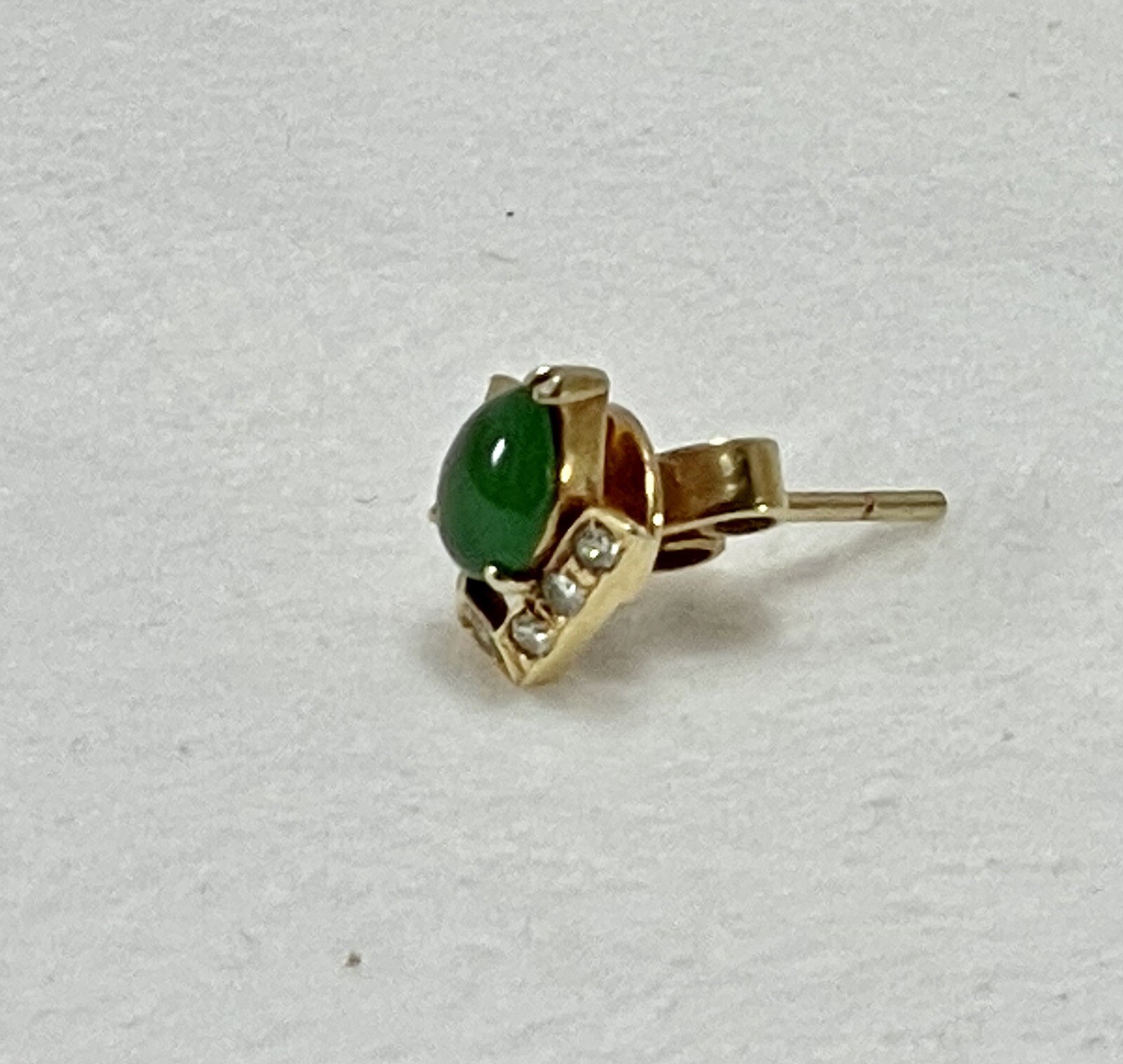 GIA certified a set omphacite jade & diamon worman’s ear ring. GIA 鉴定辉玉（墨翠）耳钉