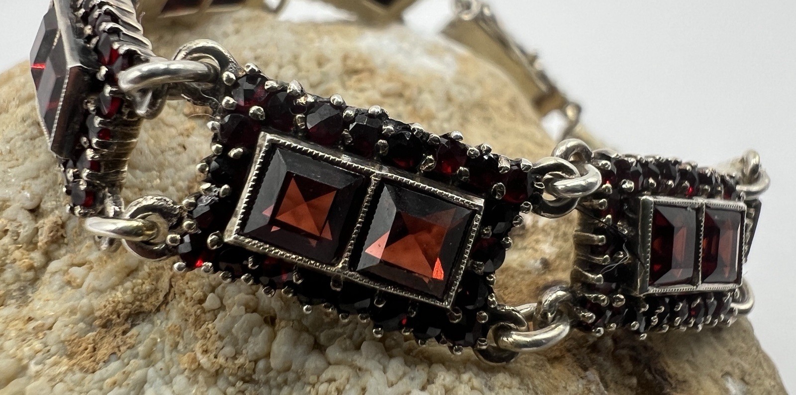 Vintage 835 Silver & Garnet Trachten Bracelet
