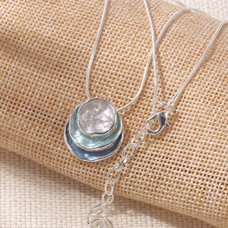 Fashion Enamel Zinc Alloy Necklace Silvery Chain Jewelry Women Men Gift New