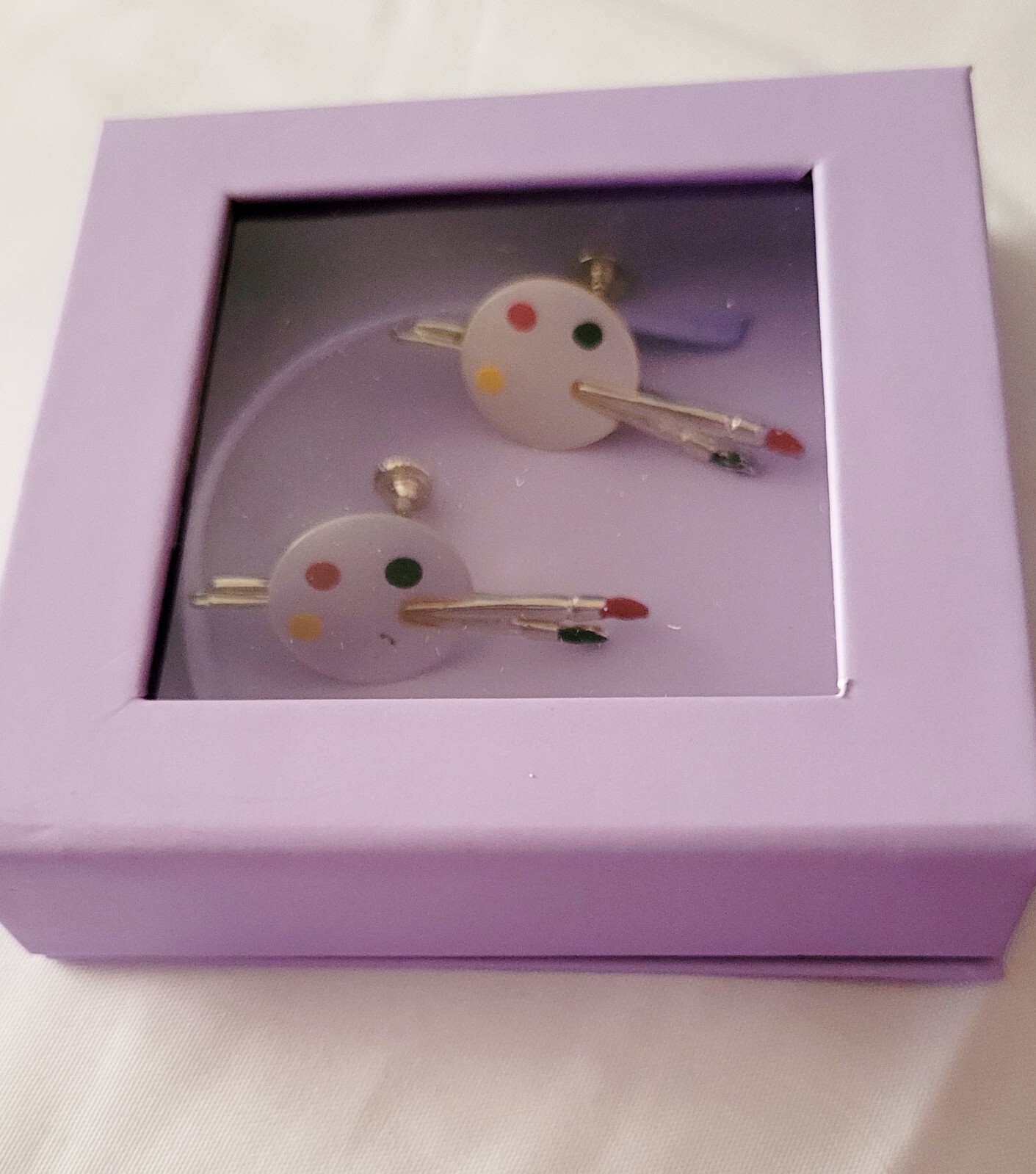 Vintage Gold Tone Screw Back Painters Palet Artist Earrings No Holes Needed