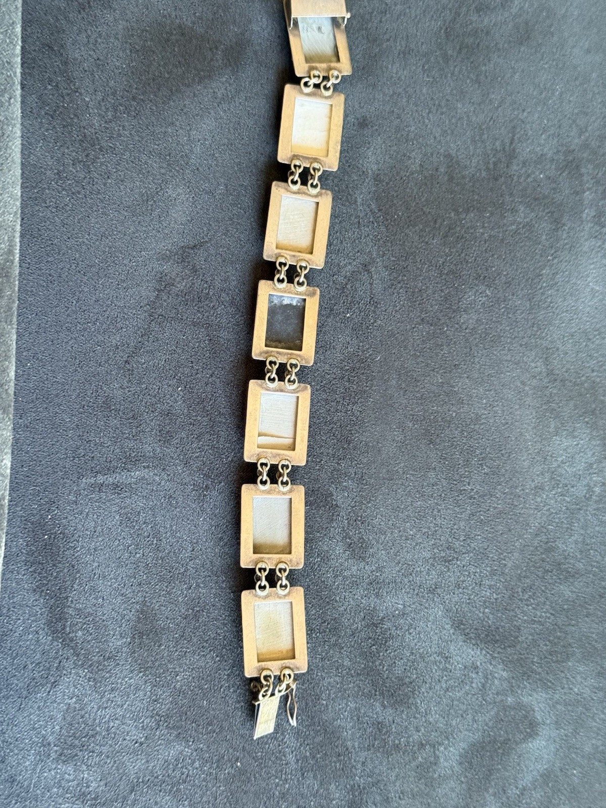 ANTIQUE 800 Silver 14KT GOLD CARVED Cameo SHELL DAYS OF THE WEEK BRACELET As Is