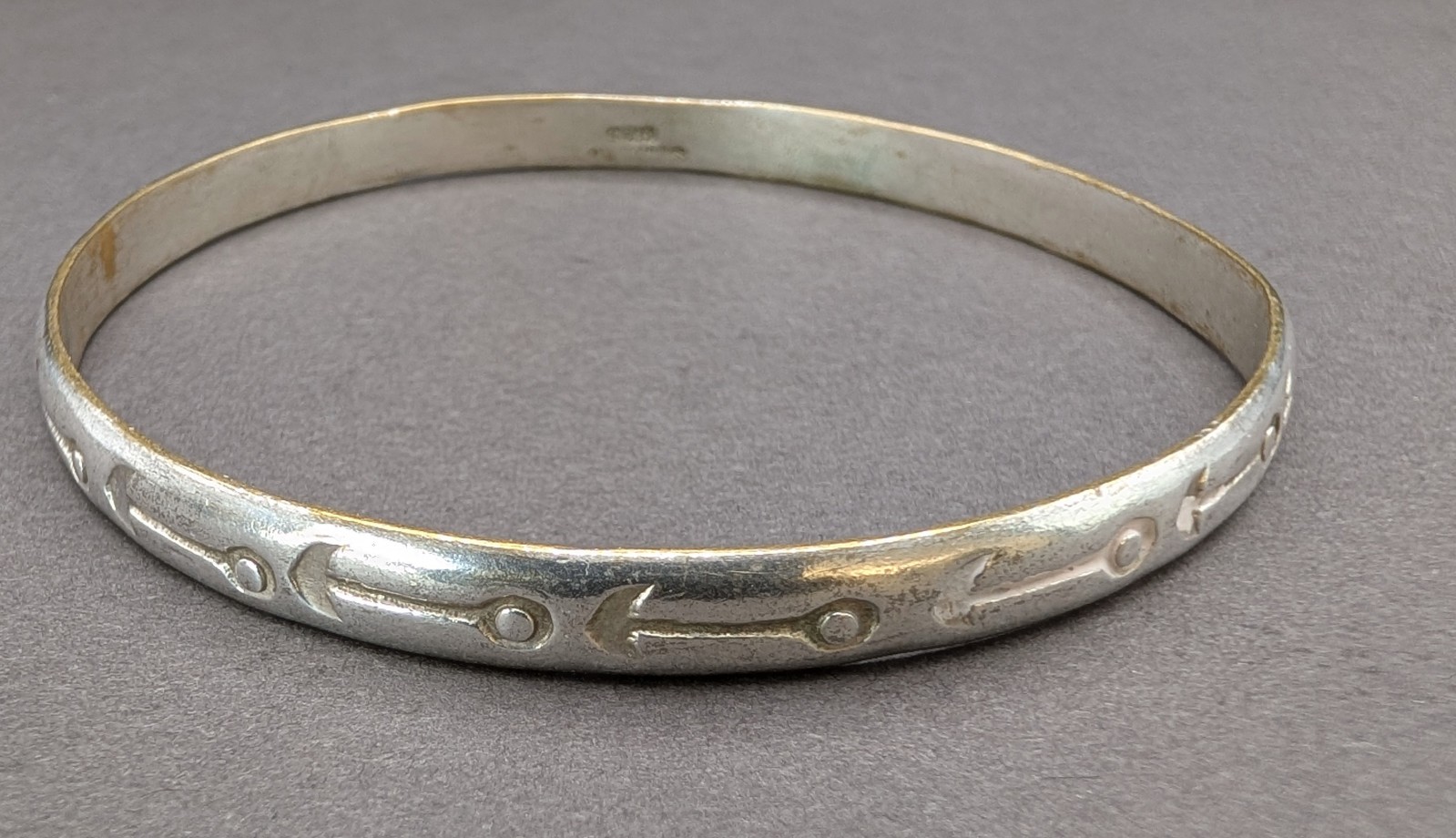 Vintage Taxco Mexico 925 Sterling Silver Arrow Bangle Bracelet 14g