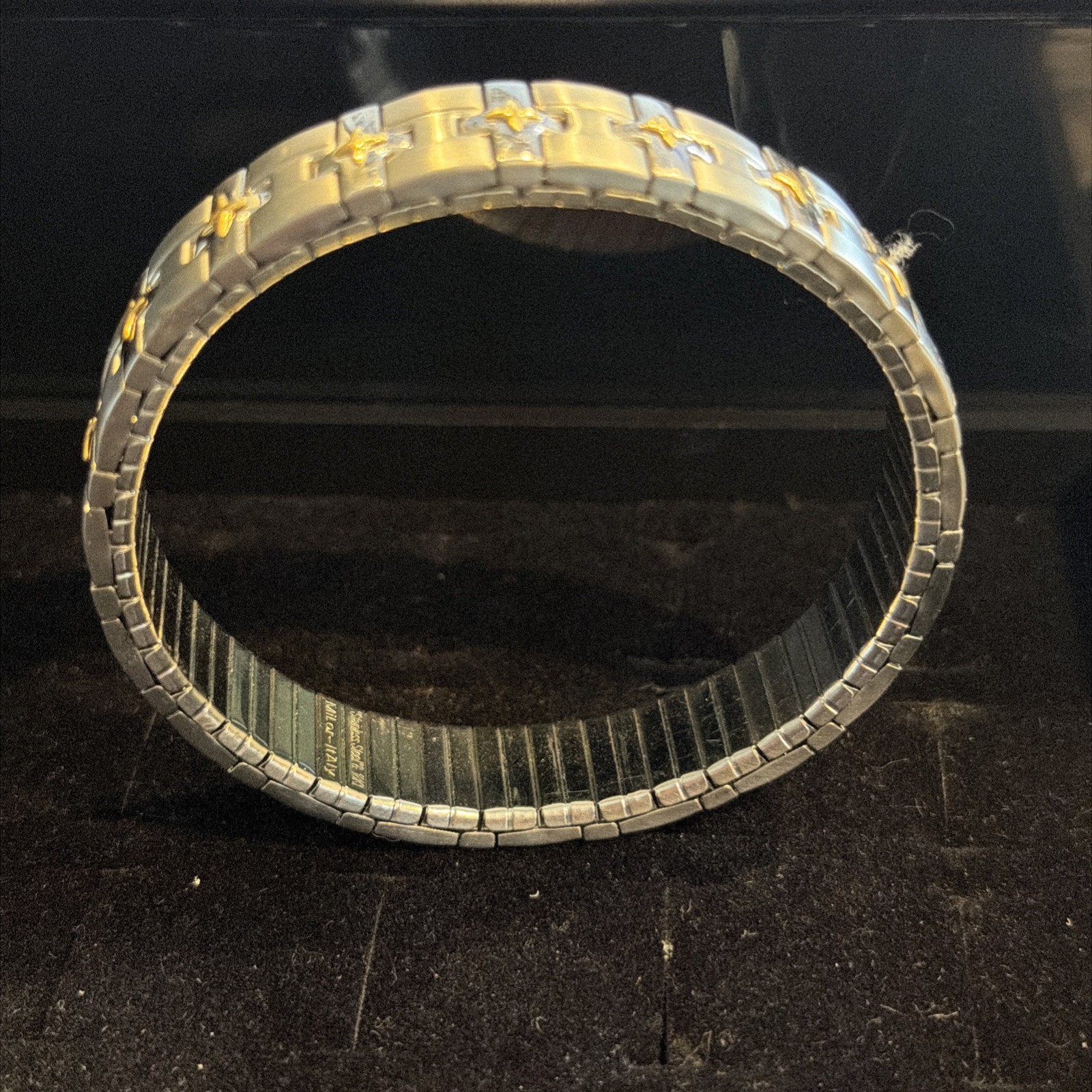 Unisex Milor Italy Stainless Steel & 18k Yellow Gold Stretch Flex Bracelet