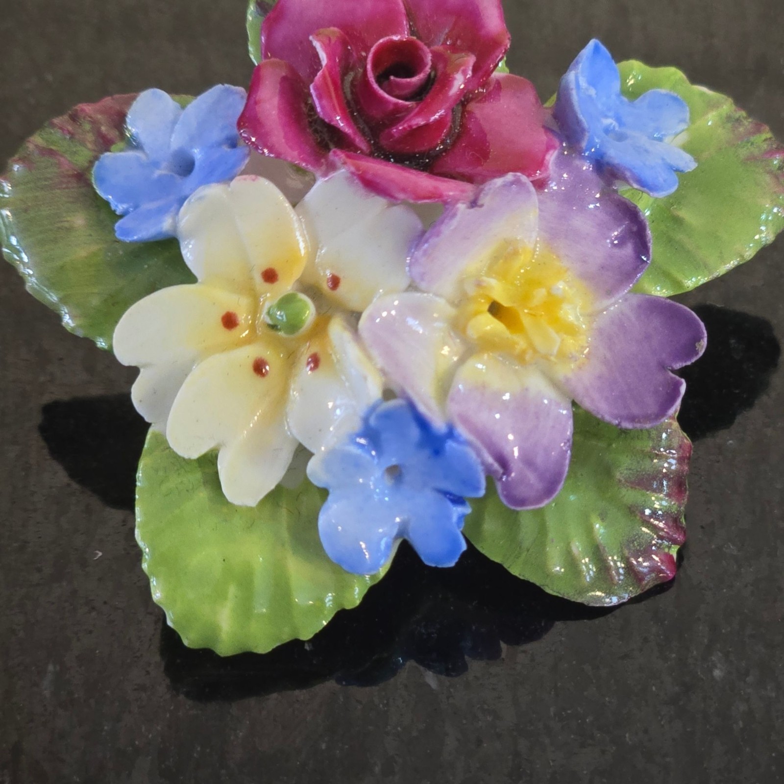 Vintage Bone China Floral Brooch Made In England Collectible Staffordshire pin